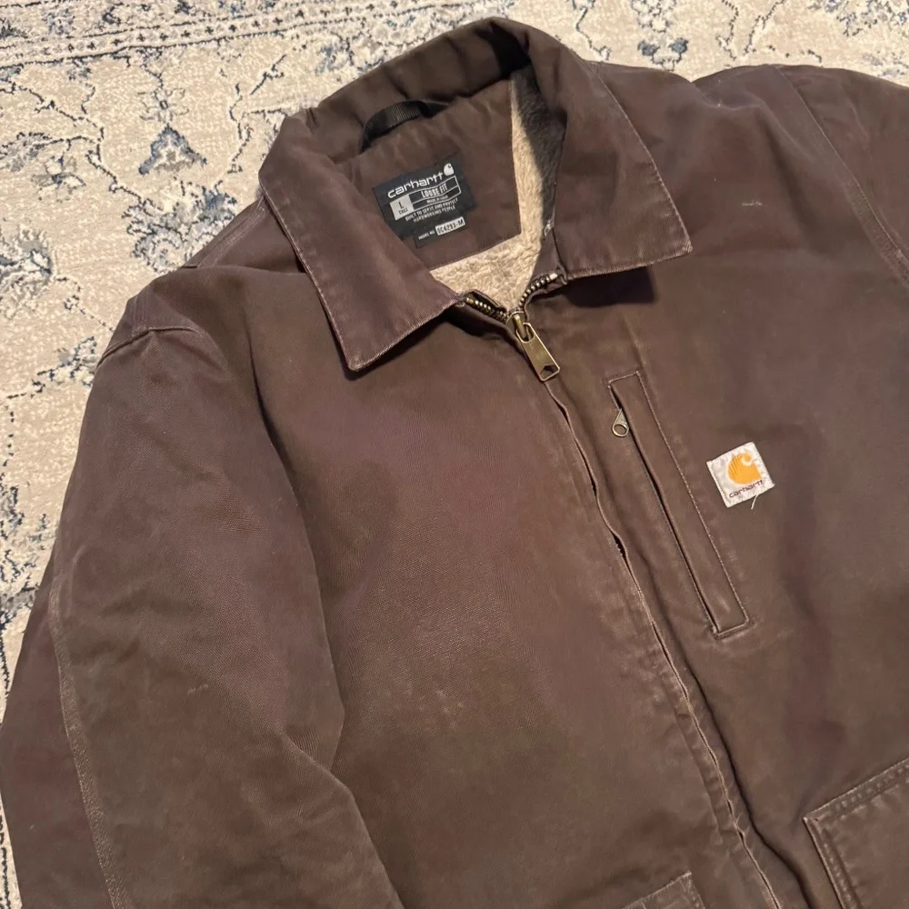 Carhartt Sherpa Lined Field Jacket Brown Washed Duck